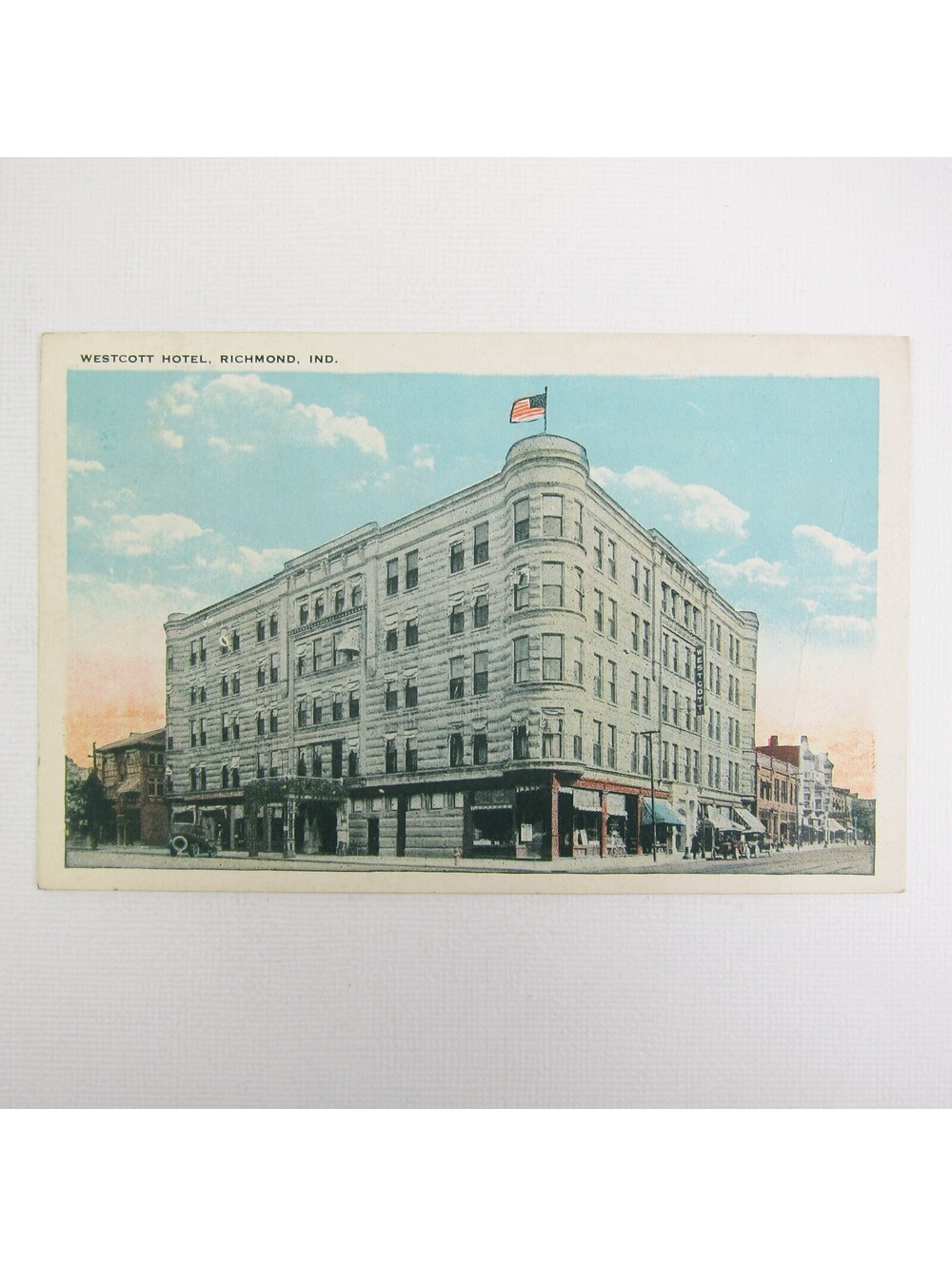 Antique Richmond Indiana Postcard View Westcott Hotel Building Corner UNPOSTED